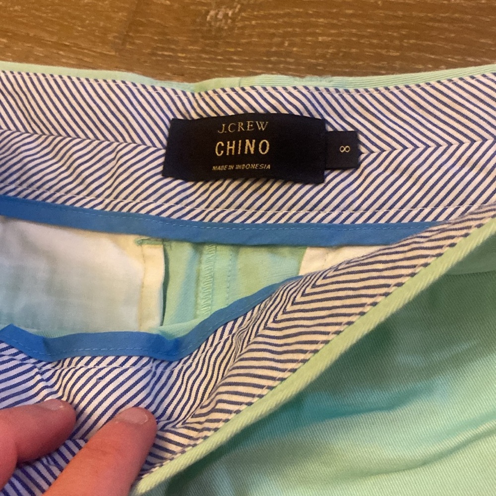 New J.Crew Chino Green Turquoise Shorts Short Lot Broken In Resort Summer 8 M - Picture 3 of 4